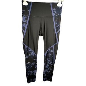 Under Armour Black Blue Floral Heatgear Compression Leggings M